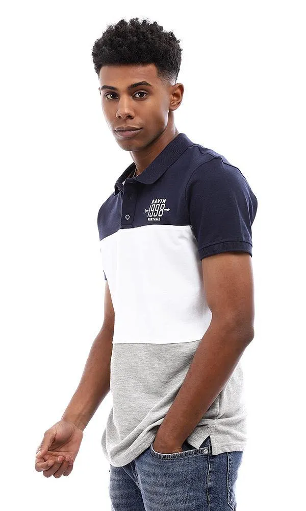 94978 Color Block Polo Shirt - Navy