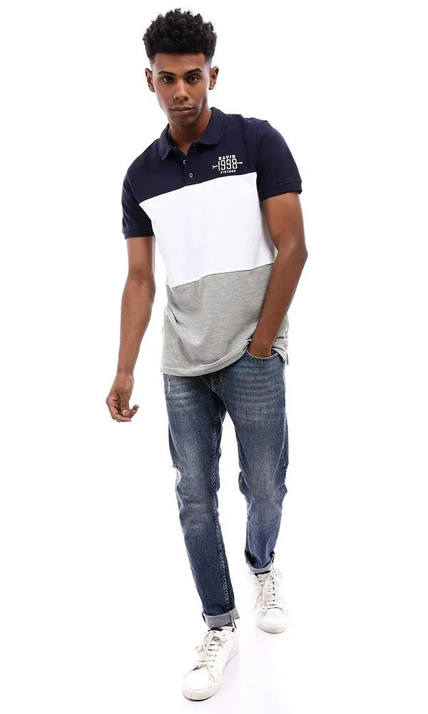 94978 Color Block Polo Shirt - Navy