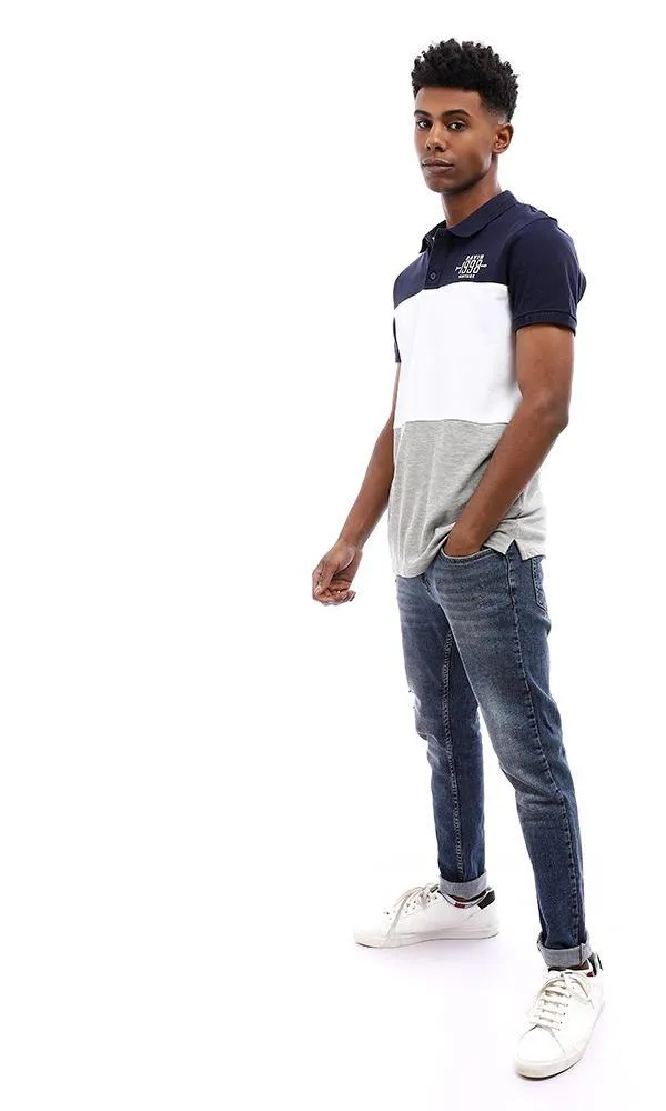 94978 Color Block Polo Shirt - Navy