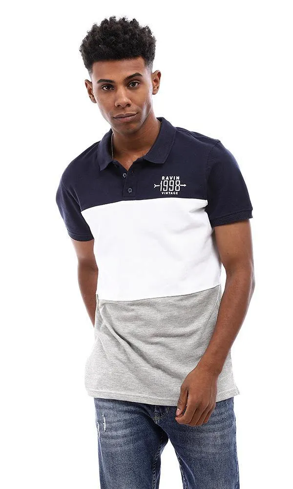 94978 Color Block Polo Shirt - Navy