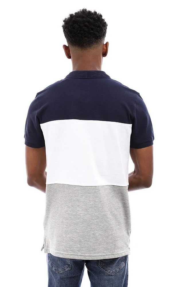 94978 Color Block Polo Shirt - Navy