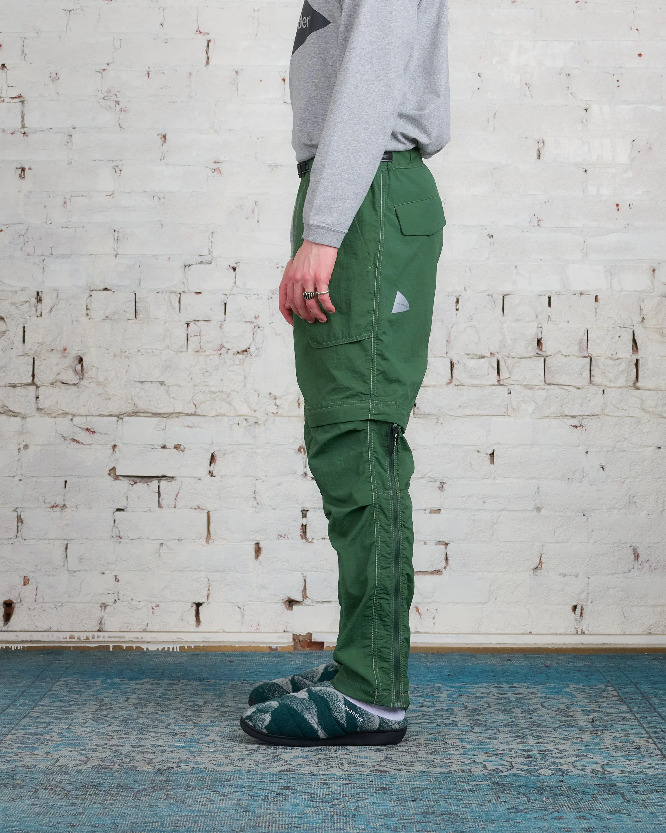 and wander Nylon Taffeta Hiker 2-Way Pants Dark Green
