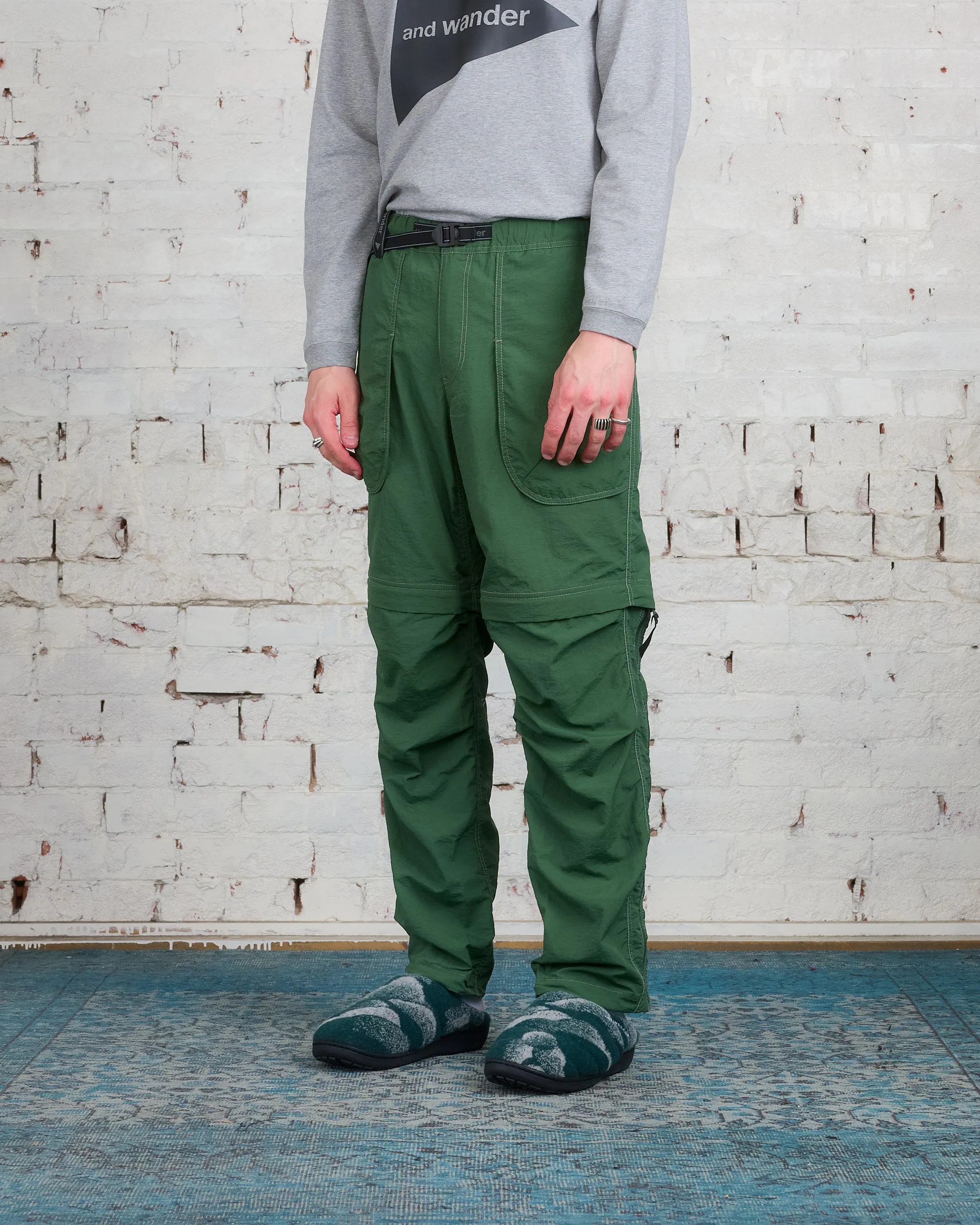 and wander Nylon Taffeta Hiker 2-Way Pants Dark Green