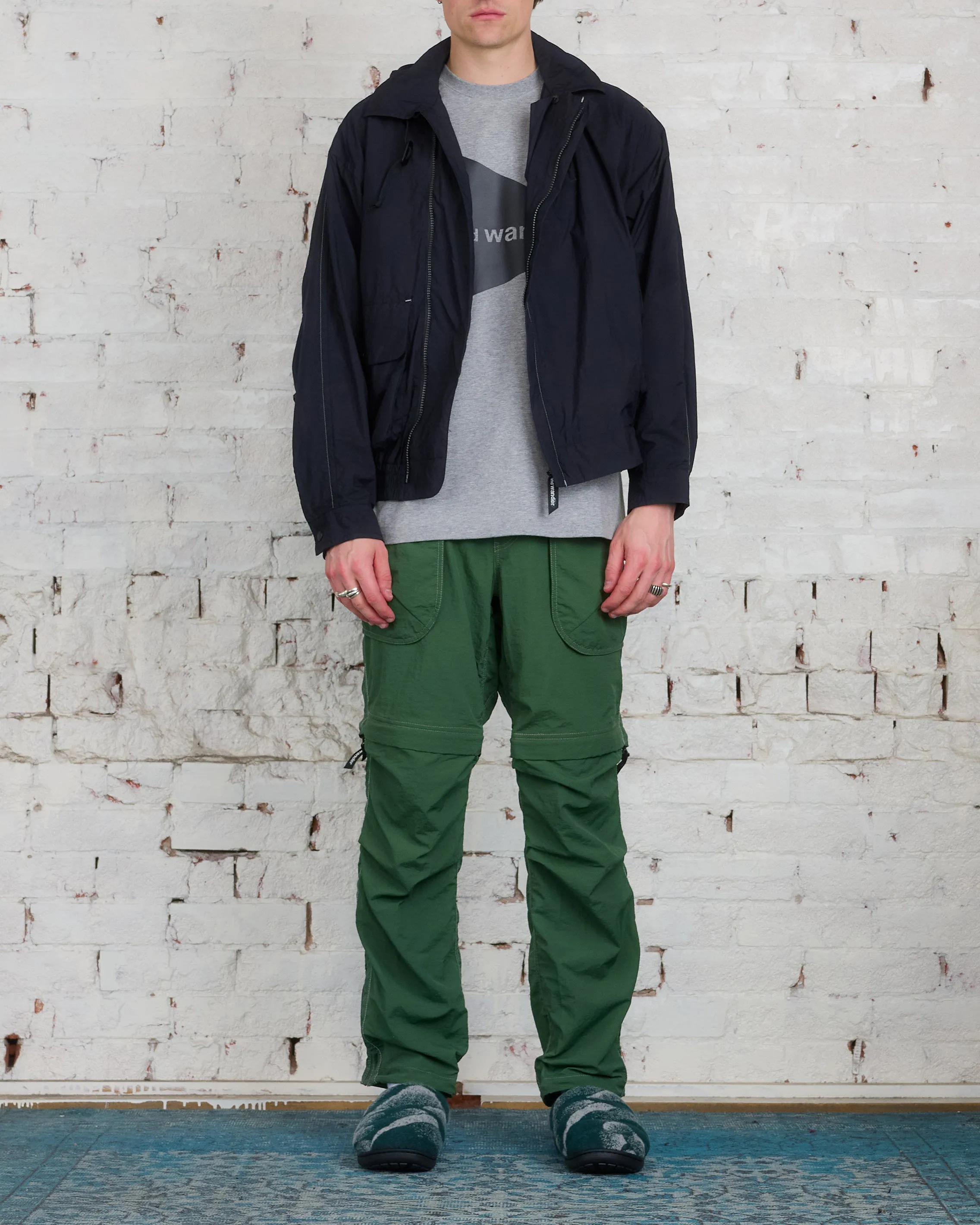 and wander Nylon Taffeta Hiker 2-Way Pants Dark Green