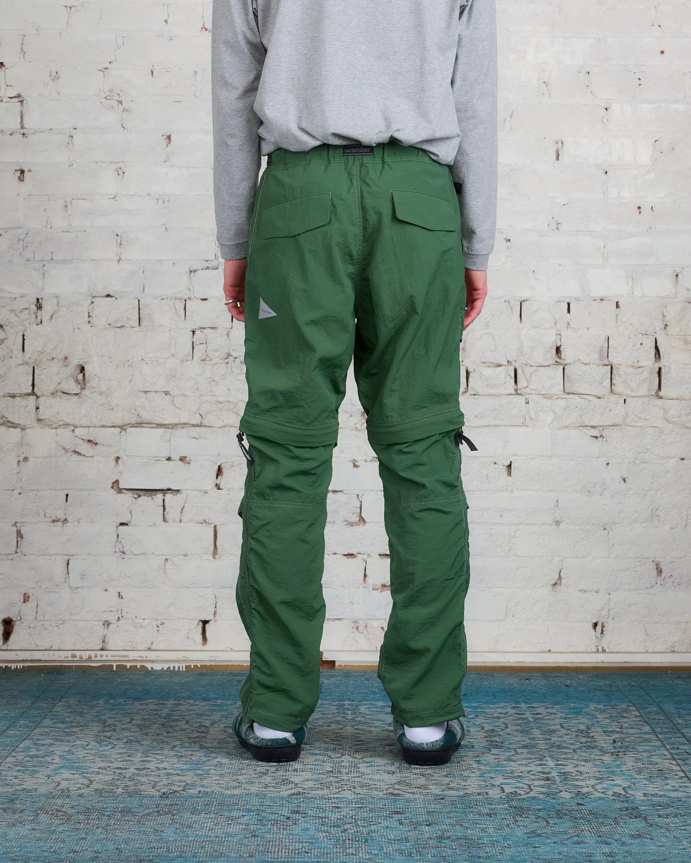 and wander Nylon Taffeta Hiker 2-Way Pants Dark Green