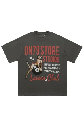 Cabaret girl tshirt retro print tee art deco poster top grey