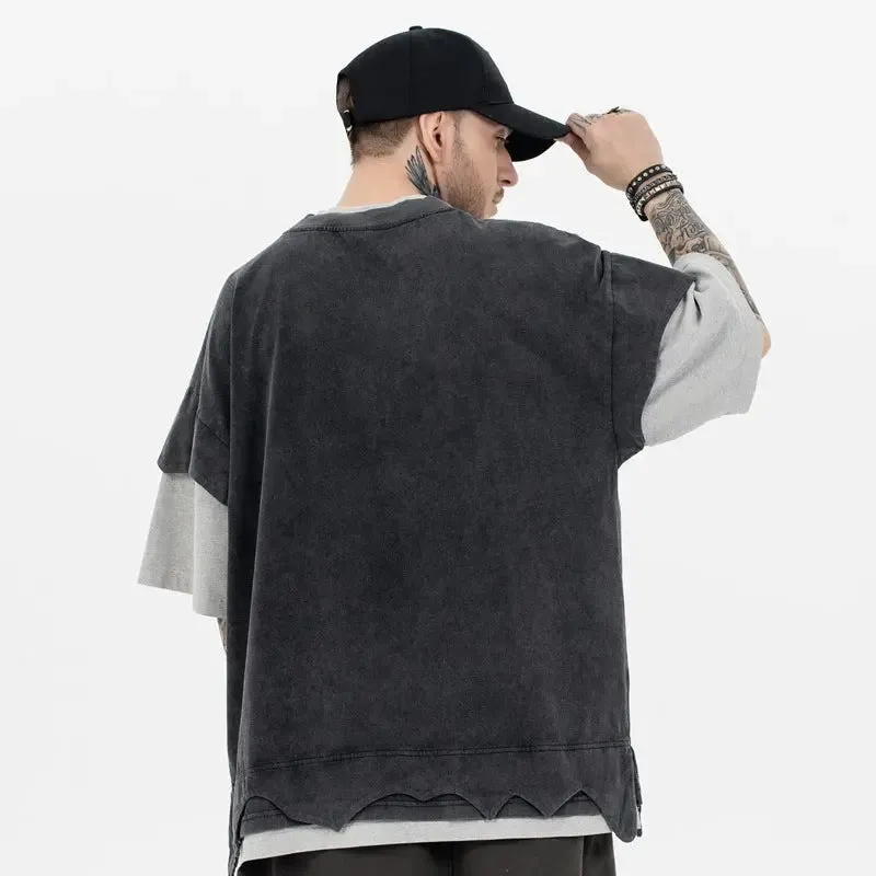 Distressed Retro Patchwork T-Shirt