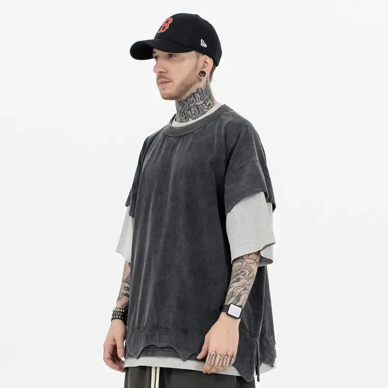 Distressed Retro Patchwork T-Shirt