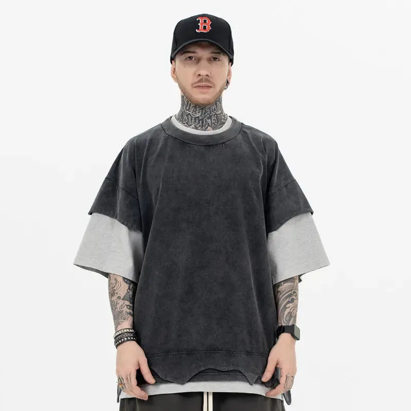 Distressed Retro Patchwork T-Shirt