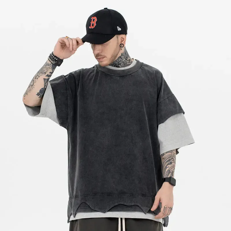 Distressed Retro Patchwork T-Shirt