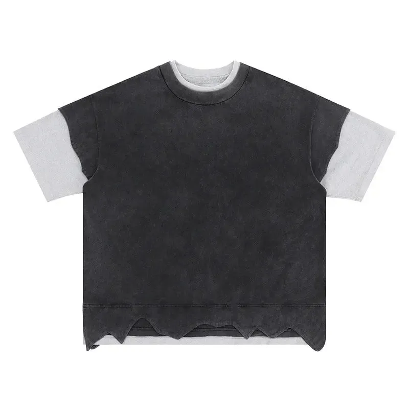 Distressed Retro Patchwork T-Shirt