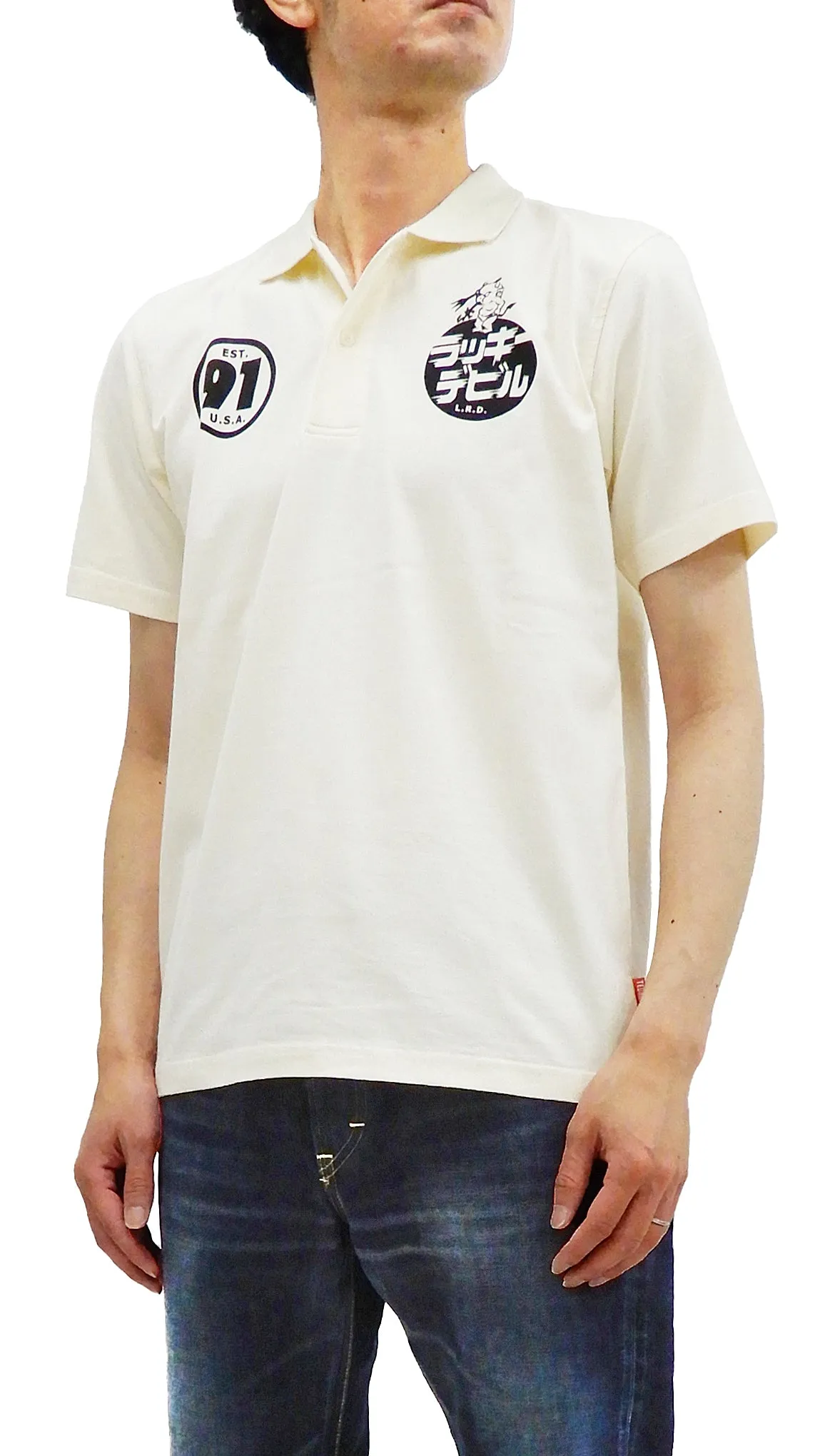 Tedman Polo Shirt Men's Short Sleeve Cotton Jersey Graphic Polo Shirt TMSP-700 Off-White