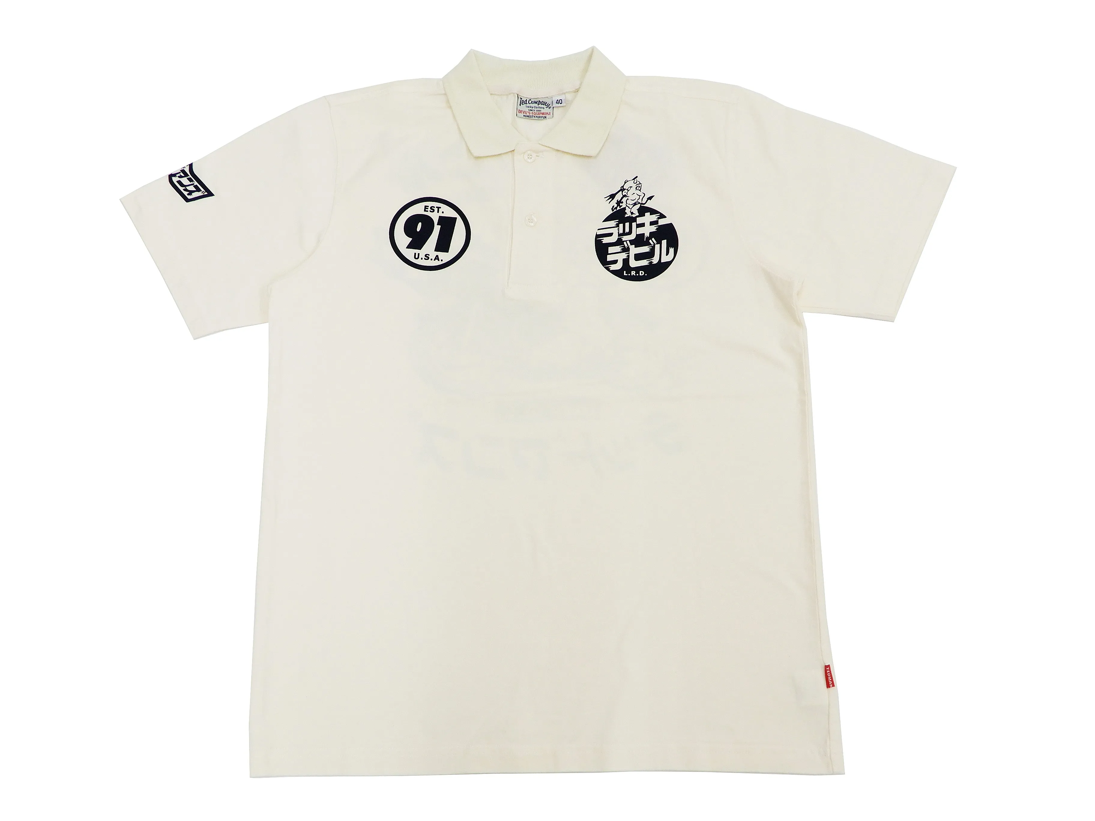 Tedman Polo Shirt Men's Short Sleeve Cotton Jersey Graphic Polo Shirt TMSP-700 Off-White